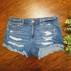 American Eagle Blue Tom Girl Shortie Shorts